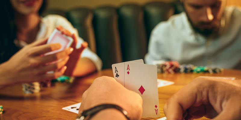 Two aces - positions in poker