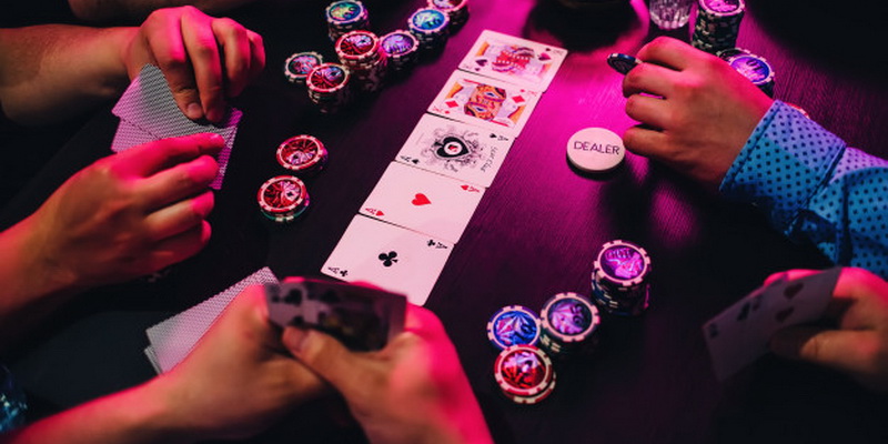 Poker chips and community cards